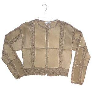 🌻 Gantos Suede leather & Crochet Vintage style jacket. GUC Size medium
